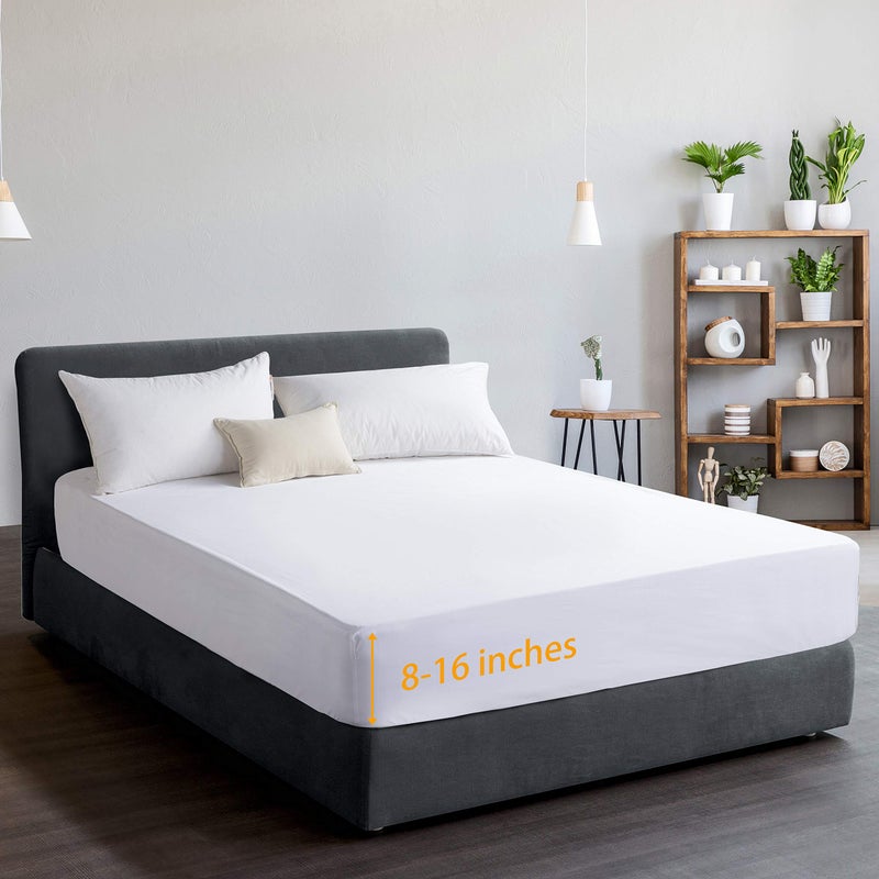 MILDLY 100% Long-Staple Cotton Fitted Sheet Only, Pure White Full Size Fitted Sheet, Bottom Sheet Wrinkle Free Elastic Mattress Protector Cover - Image 1